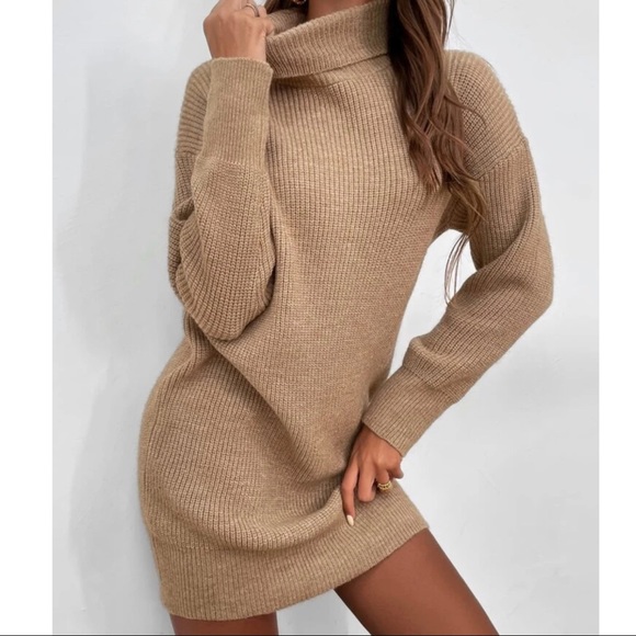 Cozy turtleneck Oversized knit sweater dress Minimalist - Picture 12 of 15
